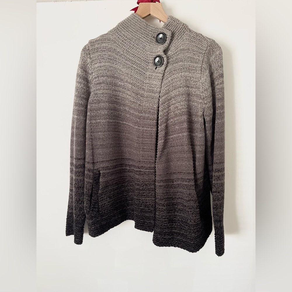 Jones New York Marled Knit Sweater in Charcoal Light Gray Ombré